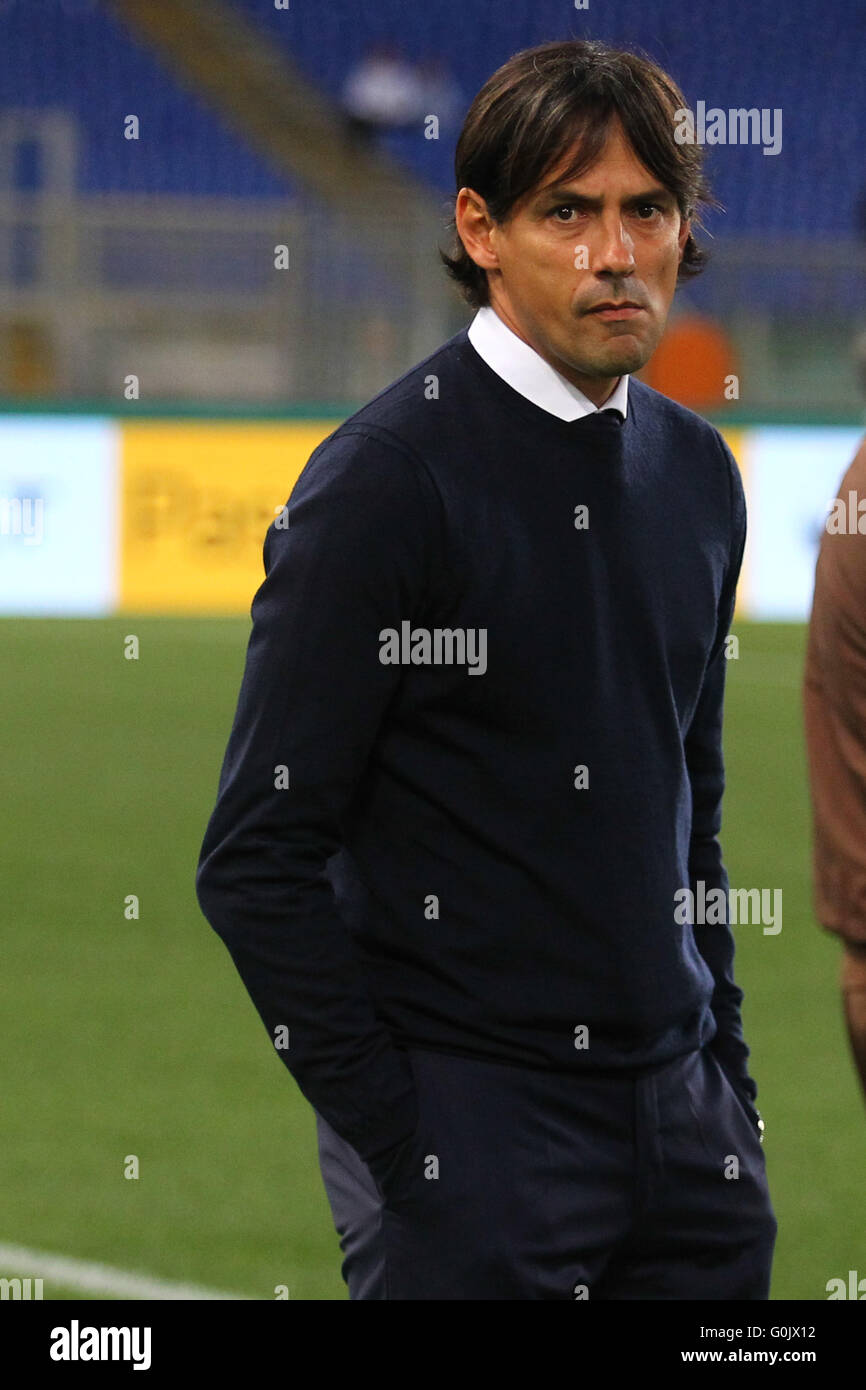 Stade Olimpico, Rome, Italie. 1er mai 2016. Serie A ligue de football. SS Lazio Match derby contre l'Inter. Simone Inzaghi, Lazio manager © Plus Sport Action/Alamy Live News Banque D'Images