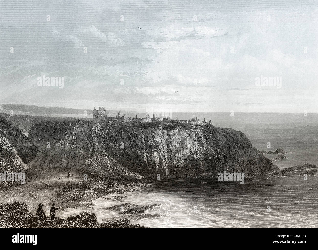 Dunnottar Castle, une forteresse médiévale en ruine, près de Stonehaven, Ecosse Banque D'Images