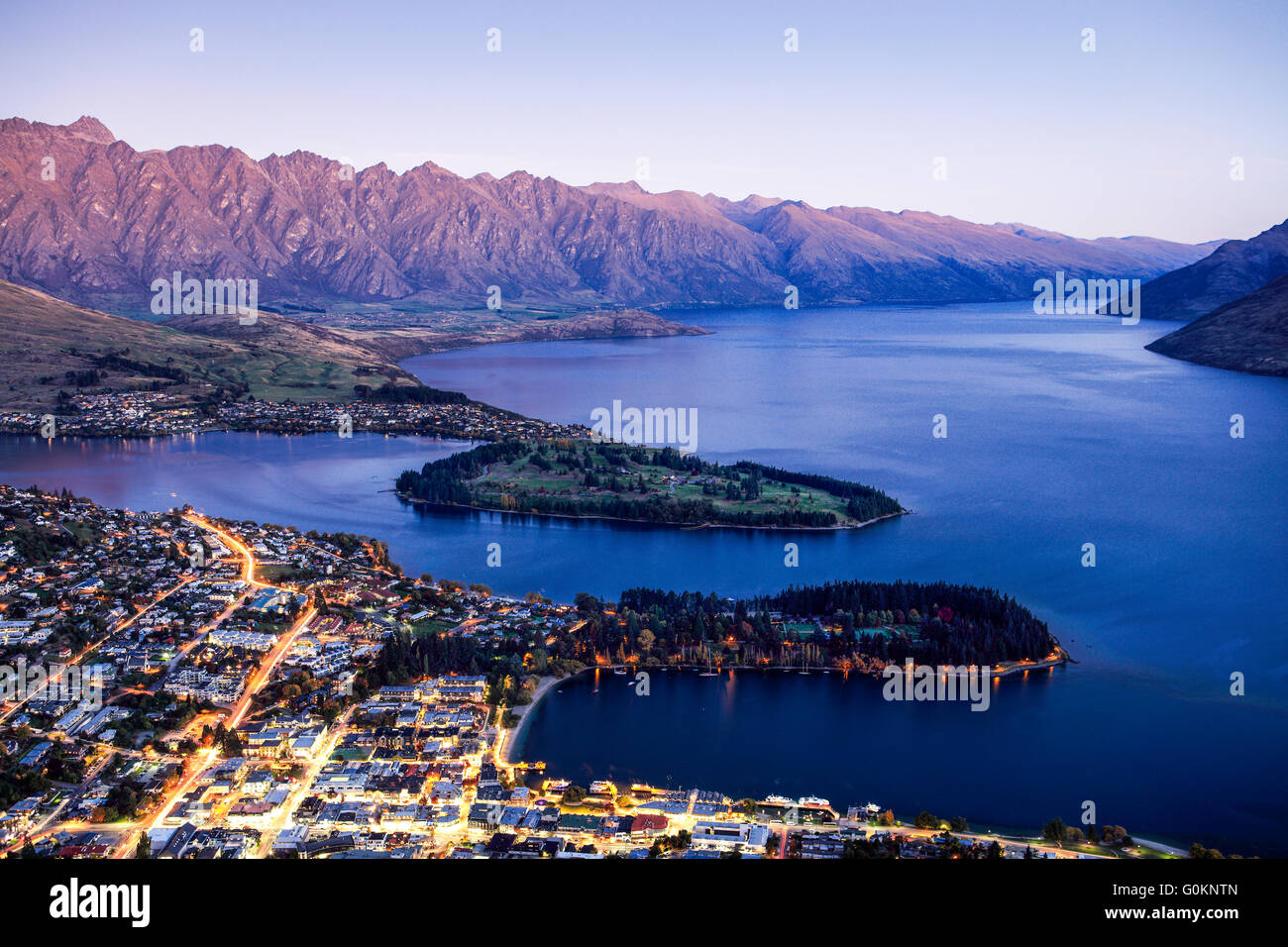 La vue de Queenstown, Nouvelle-Zélande. Banque D'Images