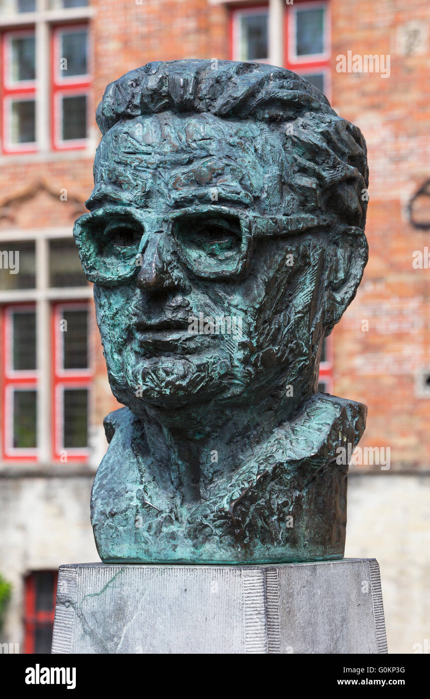 Buste de Frank Van Acker dans par Steenhouwersdijk, Bruges, Belgique Banque D'Images