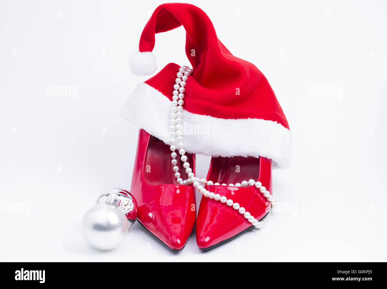 High heels shoes with santa hat Banque D'Images