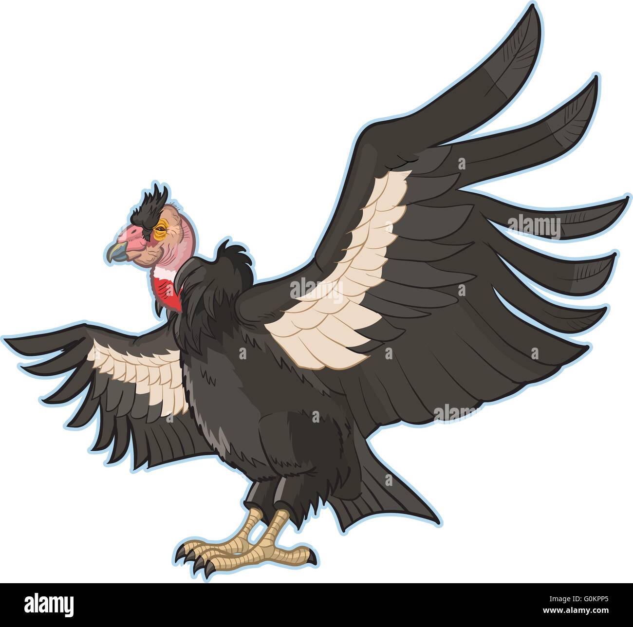 Vector Cartoon Clip Art Illustration d'un Condor de Californie avec propagation des ailes. Illustration de Vecteur