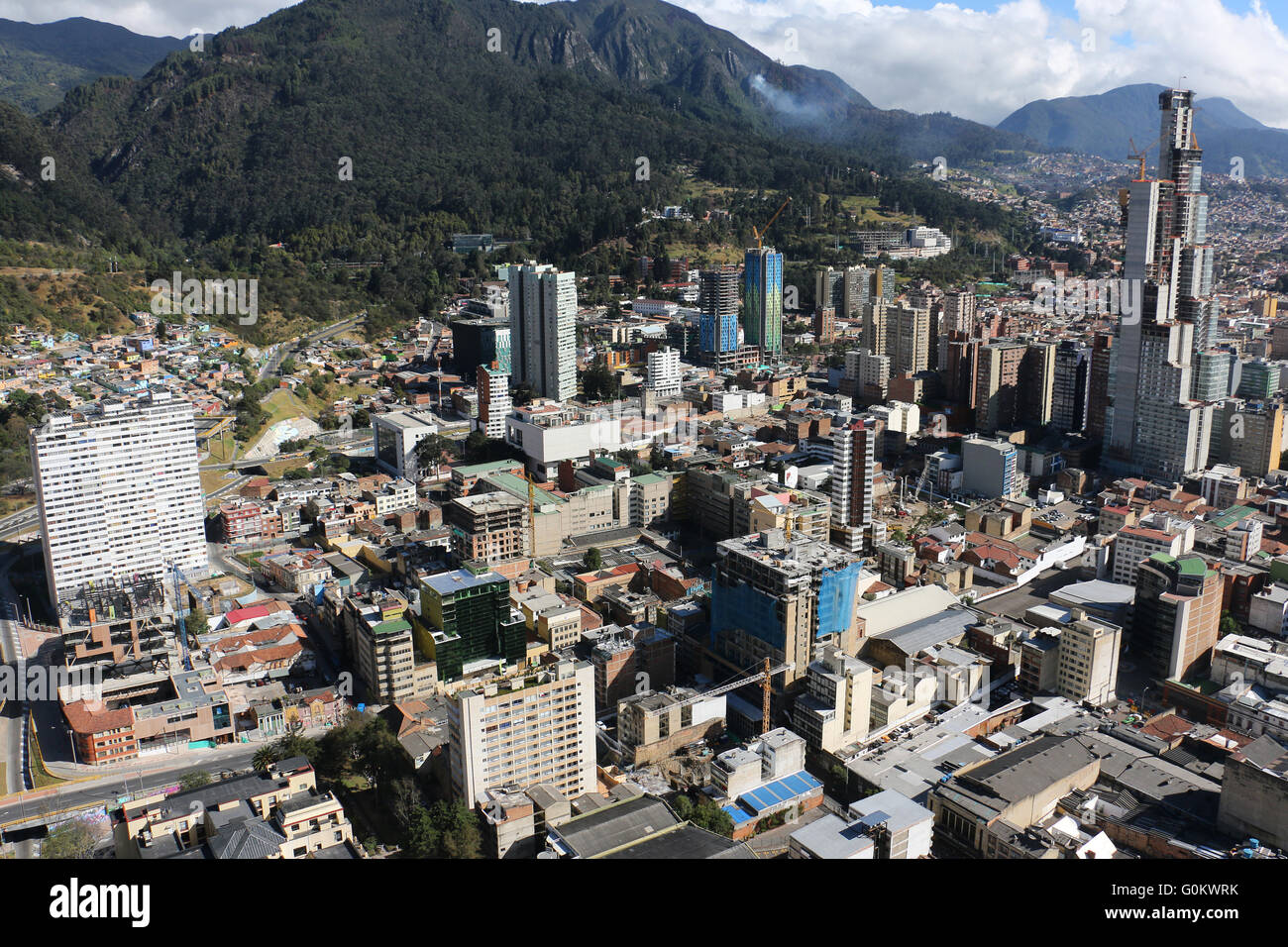 Vue de Bogota, Colombie, crom le haut de la tour Colpatria. Banque D'Images