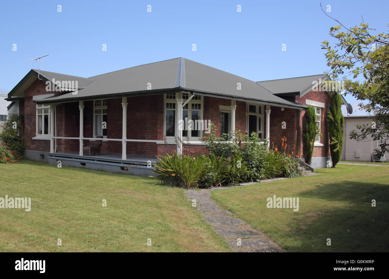 Bungalows typiques en hokitika sur la côte ouest de l'île du sud néos-zélandais Banque D'Images