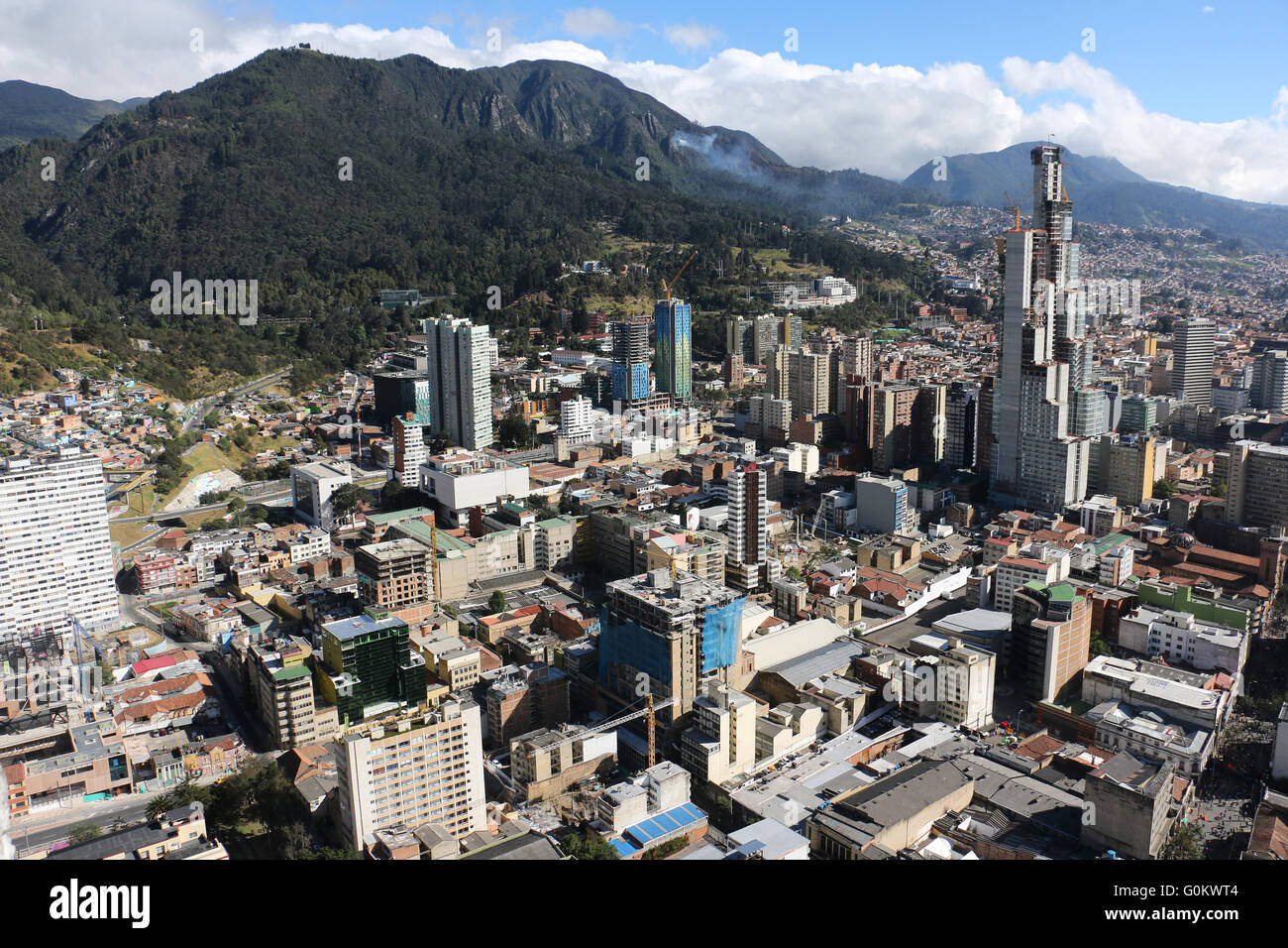 Vue de Bogota, Colombie, crom le haut de la tour Colpatria. Banque D'Images