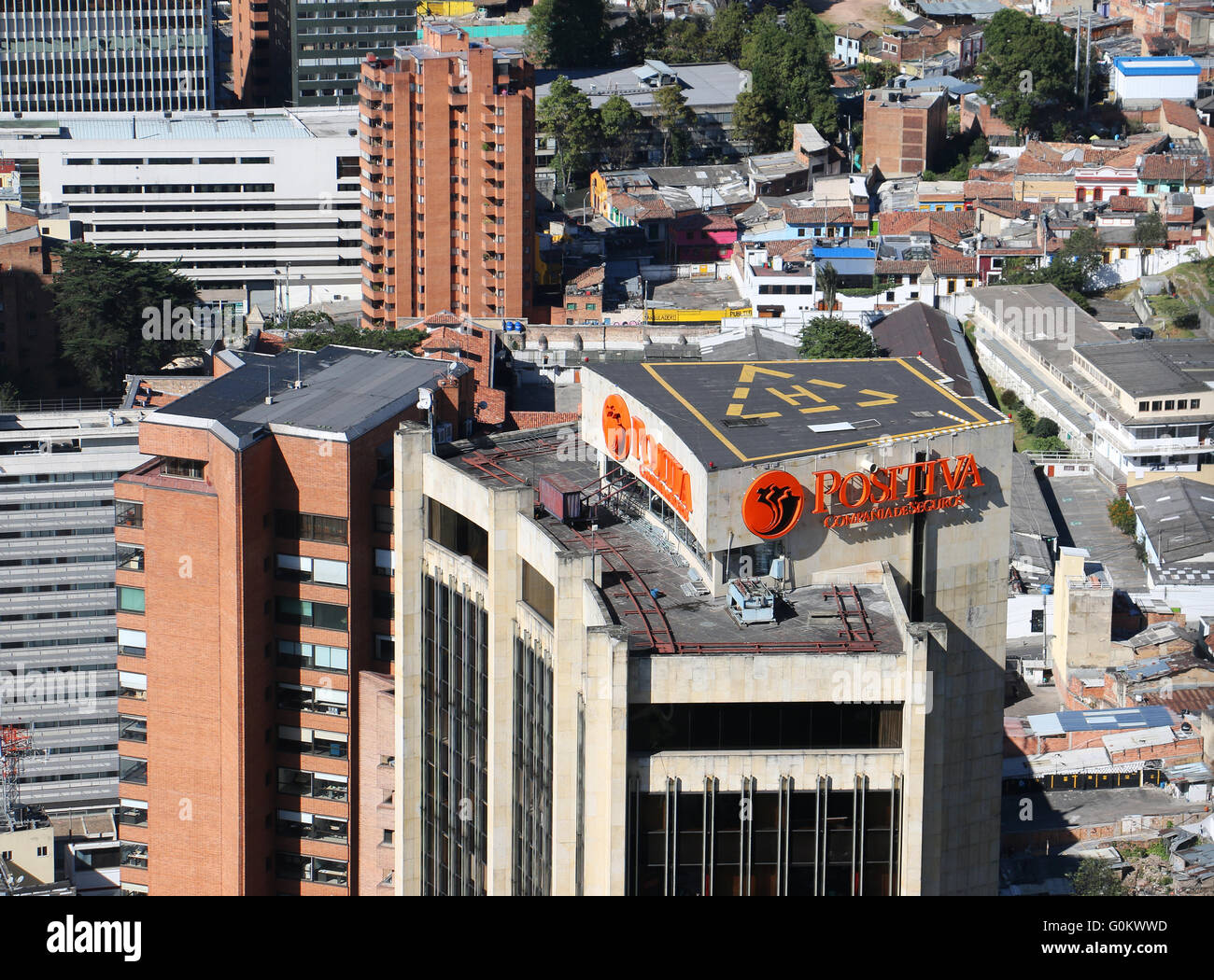 Vue de Bogota, Colombie, crom le haut de la tour Colpatria. Banque D'Images