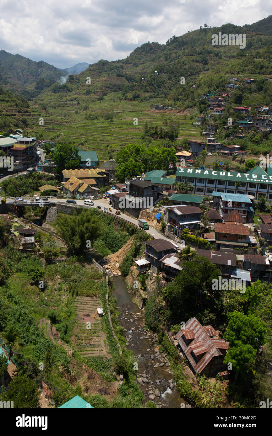 La vue sur la partie de Banaue ville situé dans la région de la Cordillère de Luzon aux Philippines,, Banque D'Images