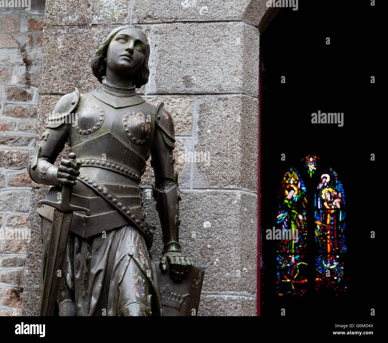 Statue de Jeanne d'Arc sur le Mont Saint Michel en Normandie en France Photo Stock Alamy