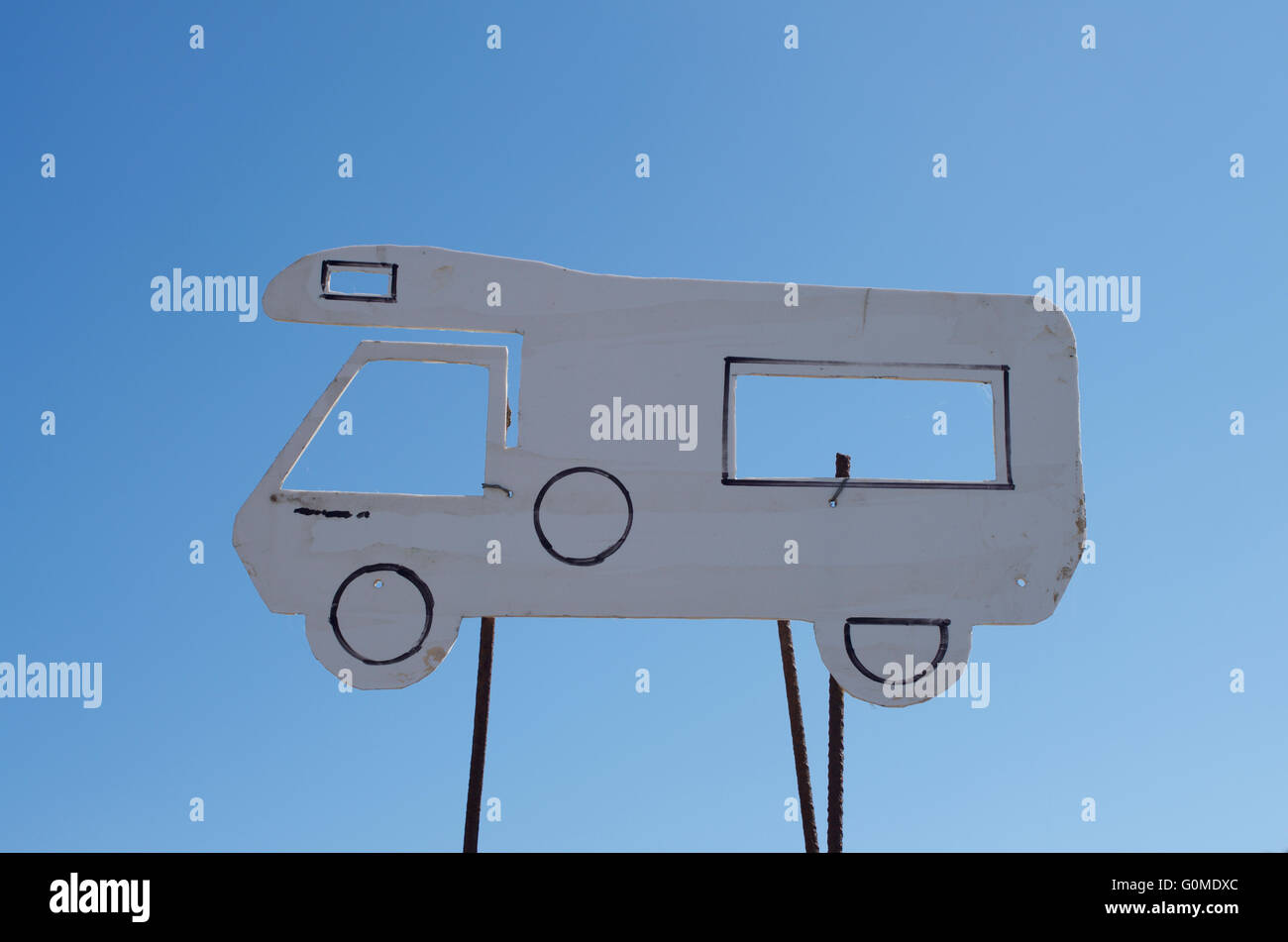 Découper d'un camping car en Algarve Banque D'Images