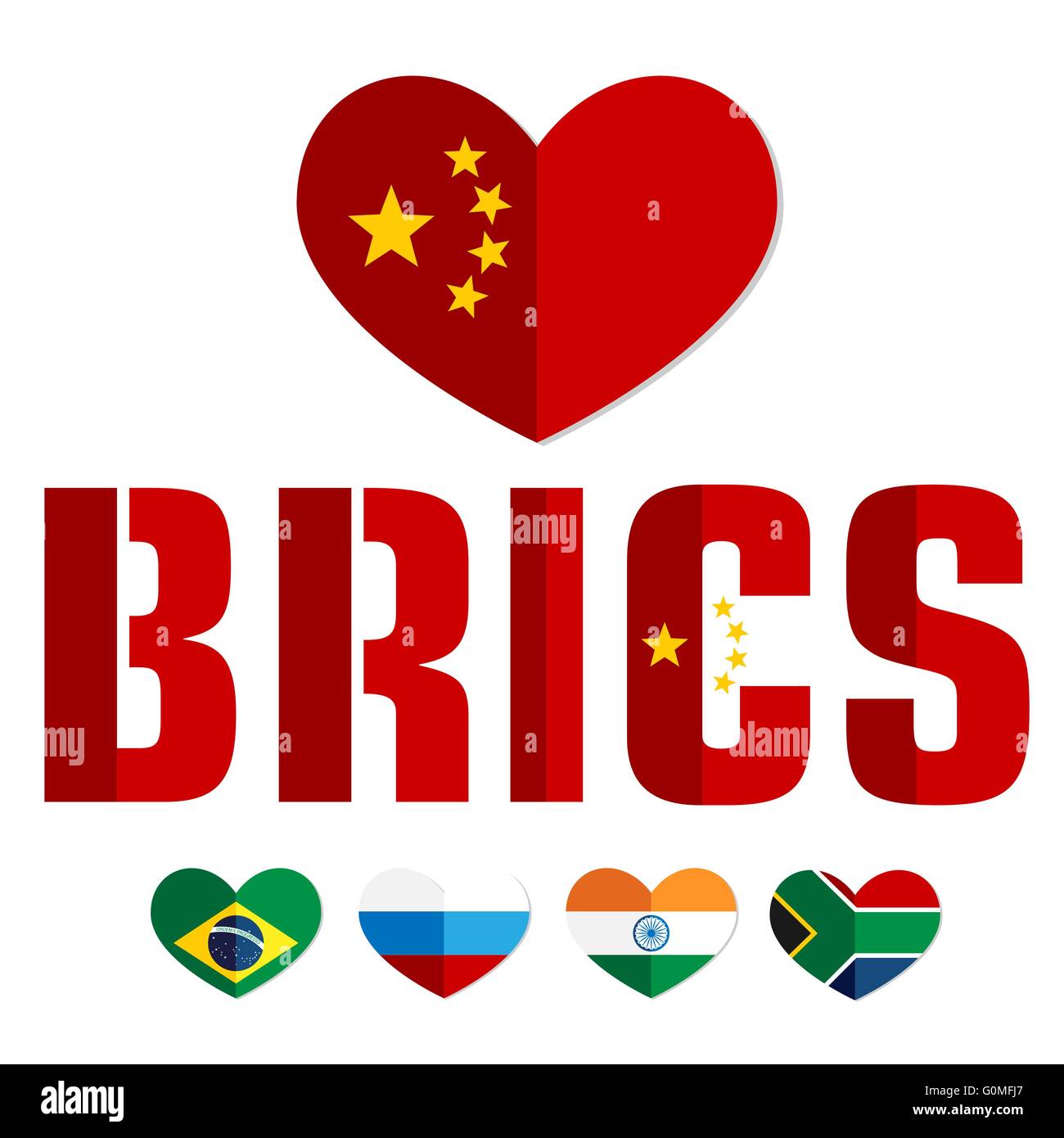 Pavillon des pays BRICS icône web couleur Illustration de Vecteur