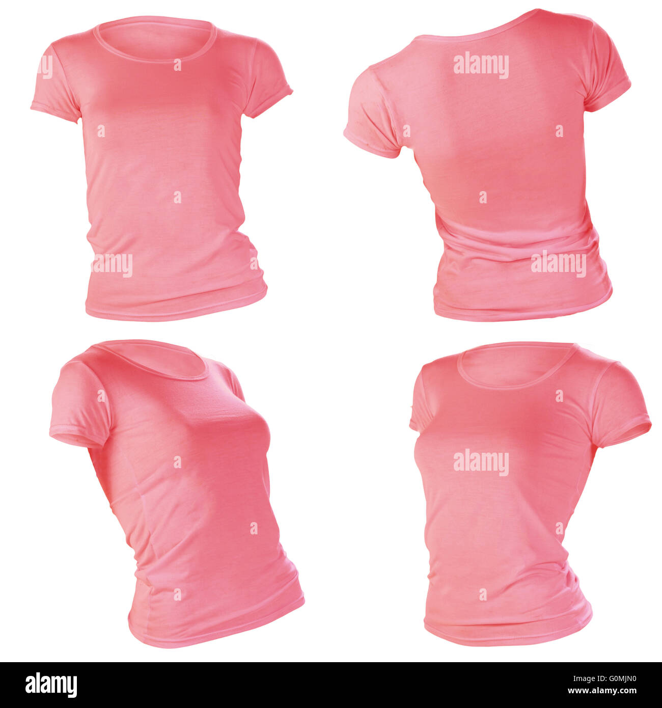 Les femmes en blanc T-shirt couleur saumon, modèle de conception de l'avant  et arrière Photo Stock - Alamy