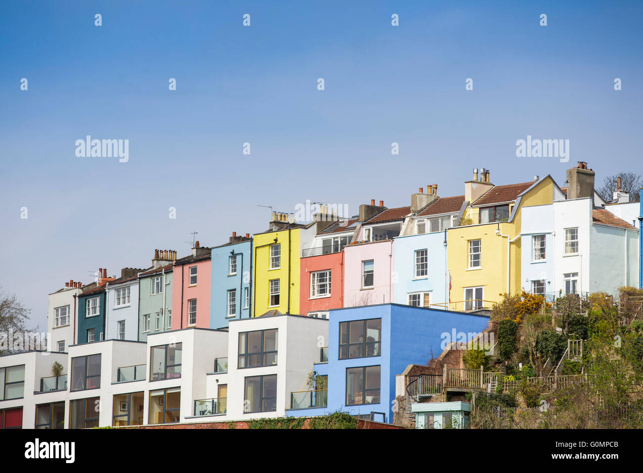 Une rangée de maisons mitoyennes à Bristol, Angleterre du Sud-Ouest, Royaume-Uni. Banque D'Images