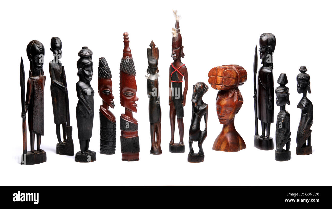 Art et statues en bois d'Afrique Banque D'Images