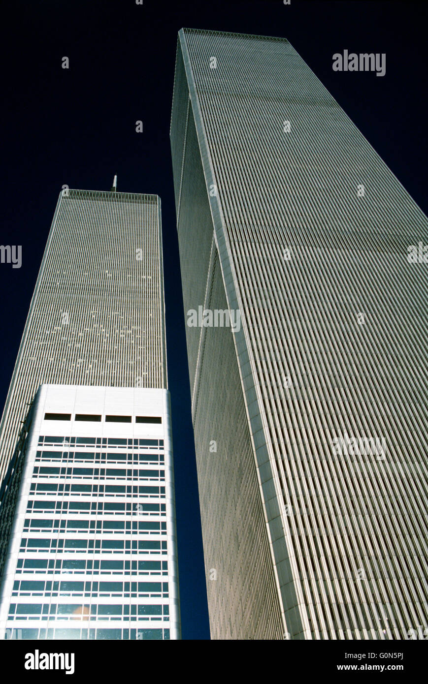 World Trade Center, New York, Twin Towers, neuf des onze, gratte-ciel, béton, verre, acier, office tower Banque D'Images