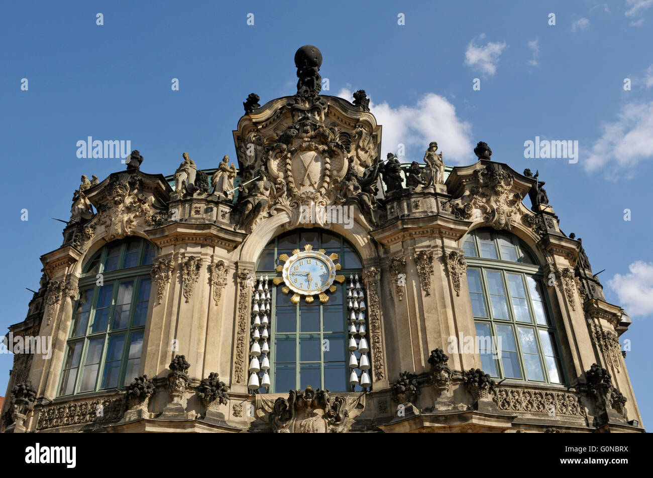Détail de rempart Pavilion, le palais Zwinger, Dresden, Allemagne Banque D'Images