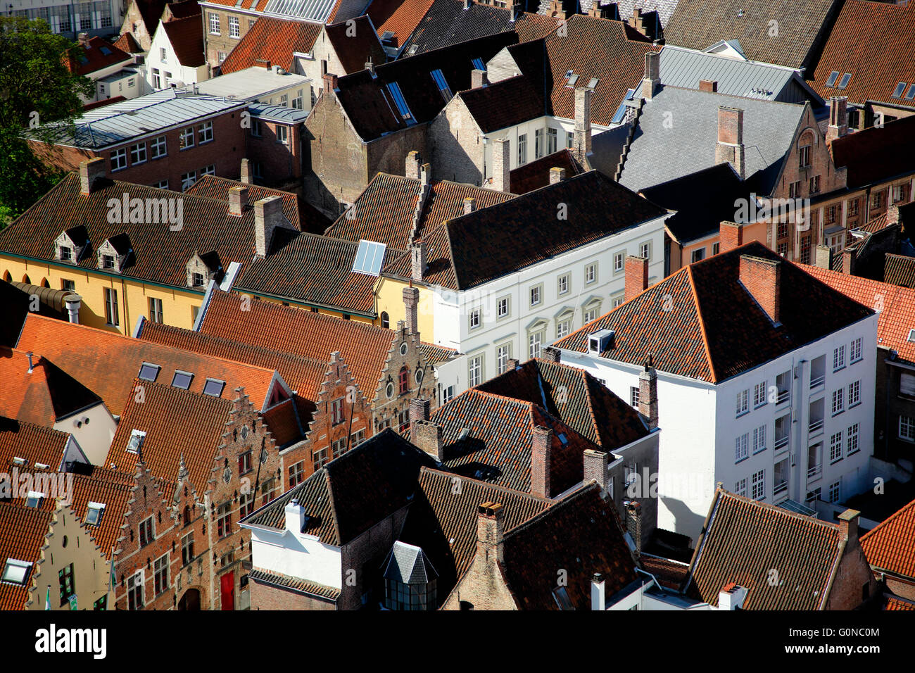 Vue sur des toits de Bell Tower (Belfort), Bruges, Belgique Banque D'Images