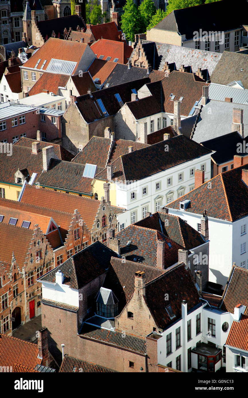 Vue sur des toits de Bell Tower (Belfort), Bruges, Belgique Banque D'Images