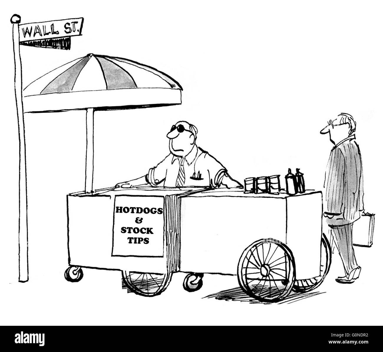 Caricature d'affaires à propos de stock conseils. Banque D'Images