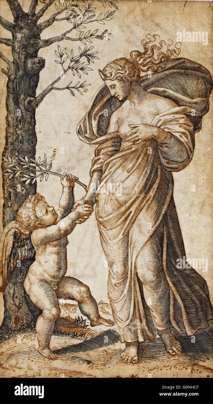Marcantonio Raimondi - Rapprochement du Minerva et Banque D'Images