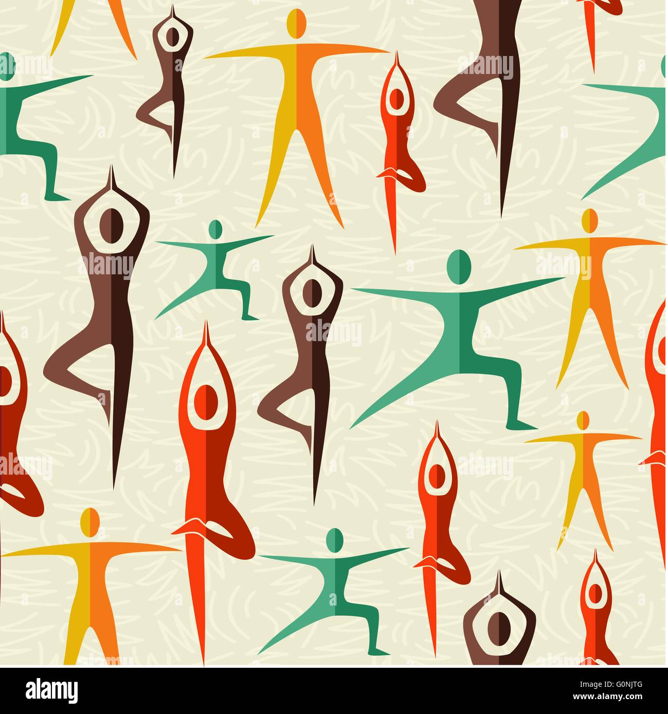 Modèle logique de personnes faisant du yoga silhouettes colorées pose en télévision art design. Vecteur EPS10. Illustration de Vecteur