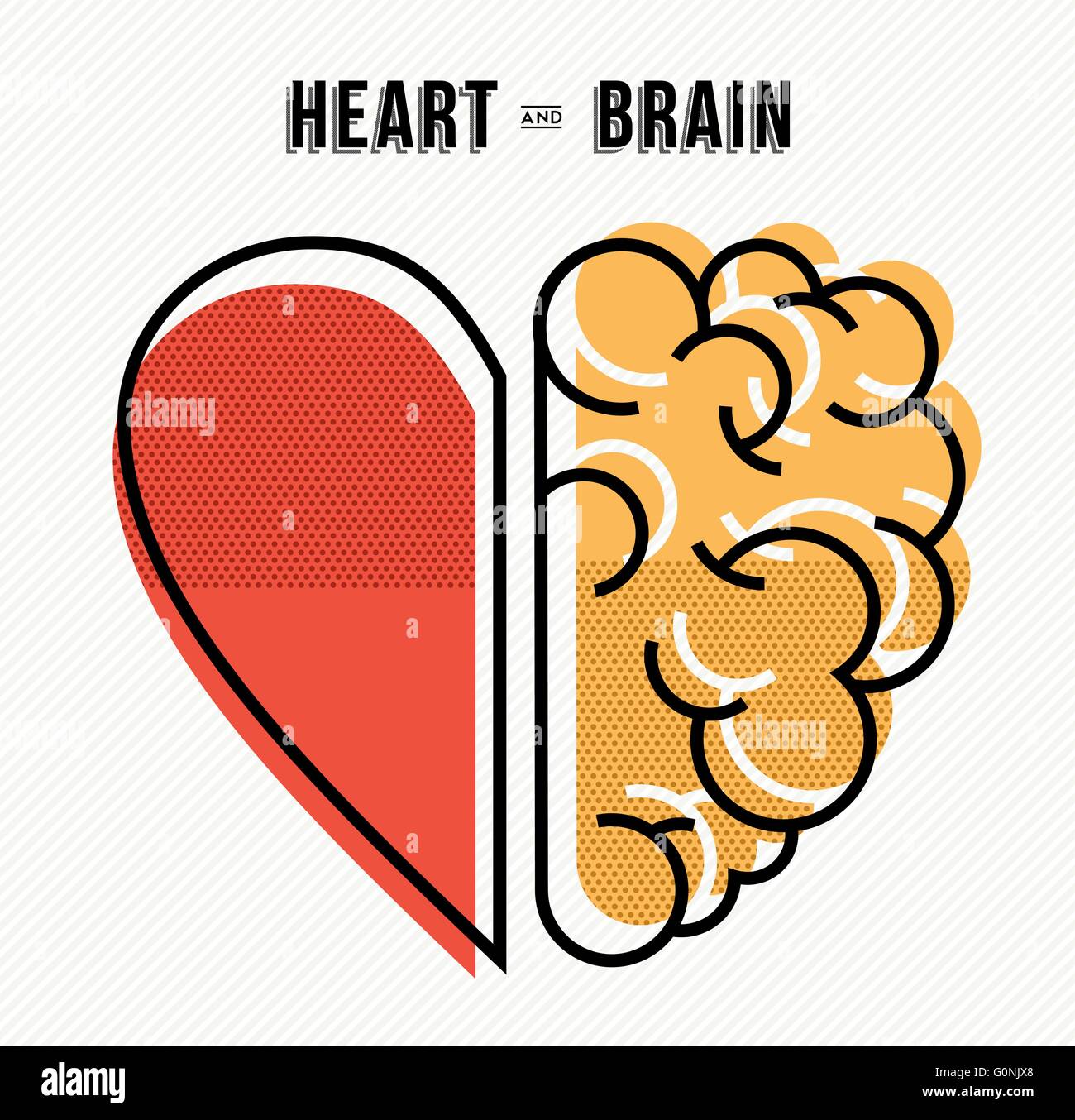 Coeur et le cerveau travaillent en équipe le concept design, ligne plate illustration art art moderne. Vecteur EPS10. Illustration de Vecteur