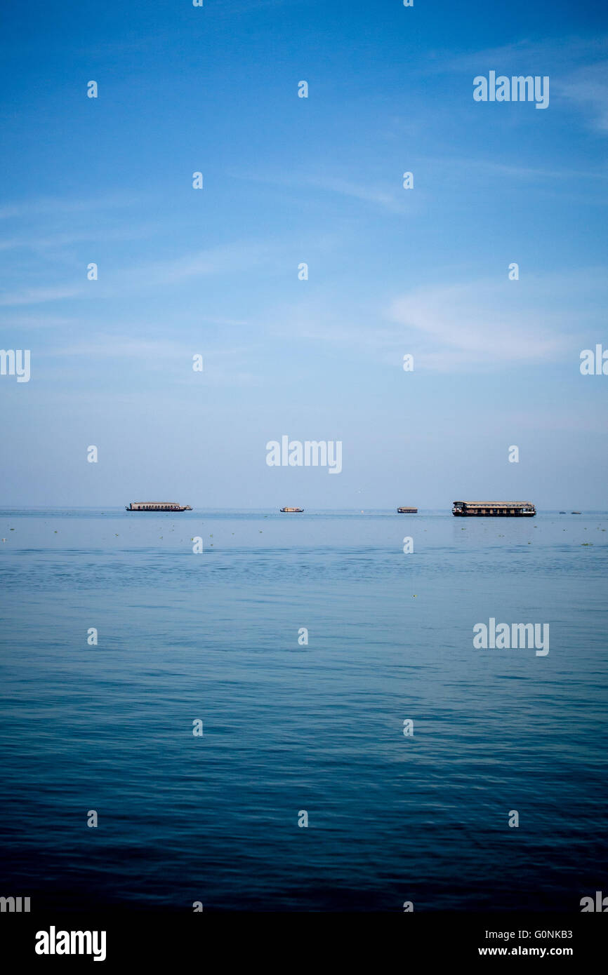 Bateaux de riz transformé Houseboats Kerala Backwaters sur l Banque D'Images