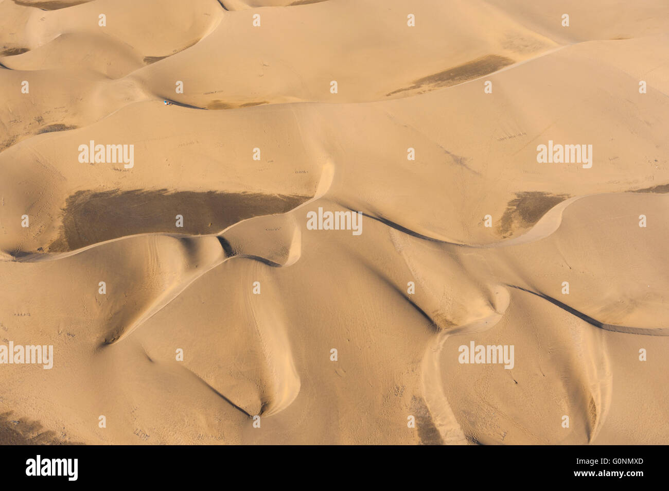 Espagne, Îles Canaries, Grande Canarie, Maspalomas, dunes (vue aérienne) Banque D'Images