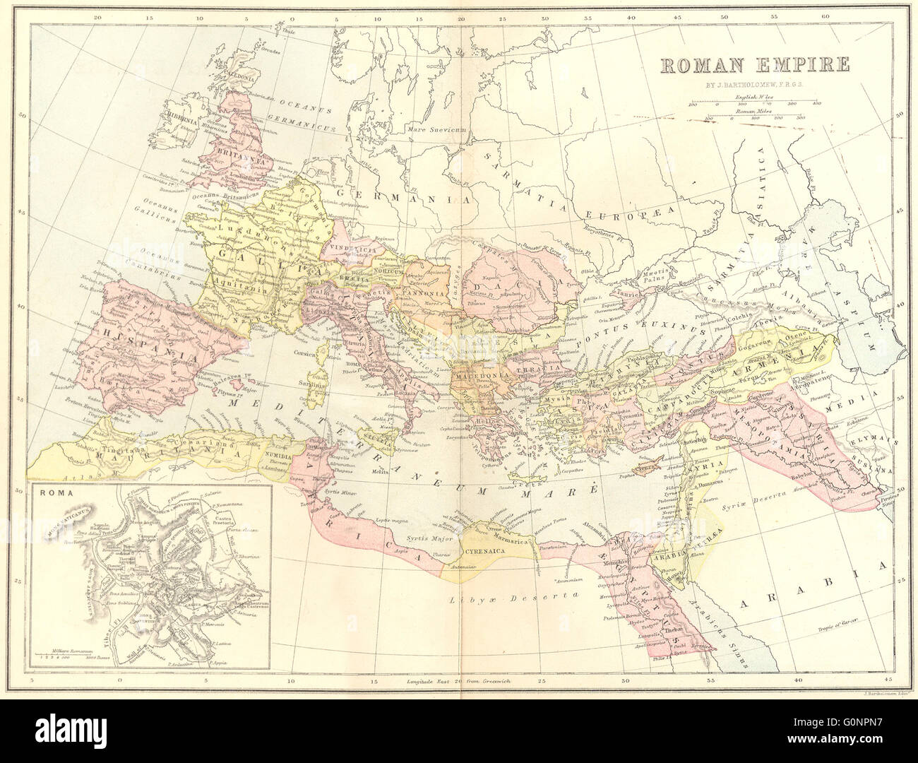 EUROPE : Ancien Empire romain, 1870 carte antique Banque D'Images