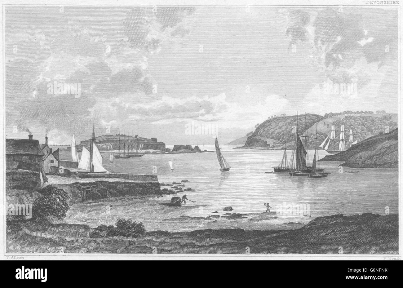 Saint-nicolas : DEVON ou Drake's Island, le Mont rapiécé Penlee & Point, 1829 Banque D'Images