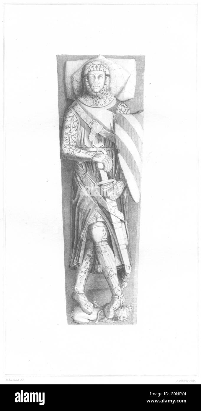 Les effigies de HACCOMBE : un militant à l'Église, antique print 1822 Banque D'Images