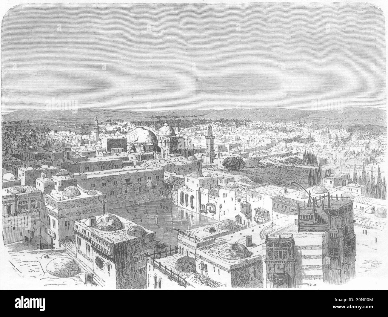 ISRAEL : Jérusalem : à partir de la piscine, d'Ézéchias, antique print 1870 Banque D'Images