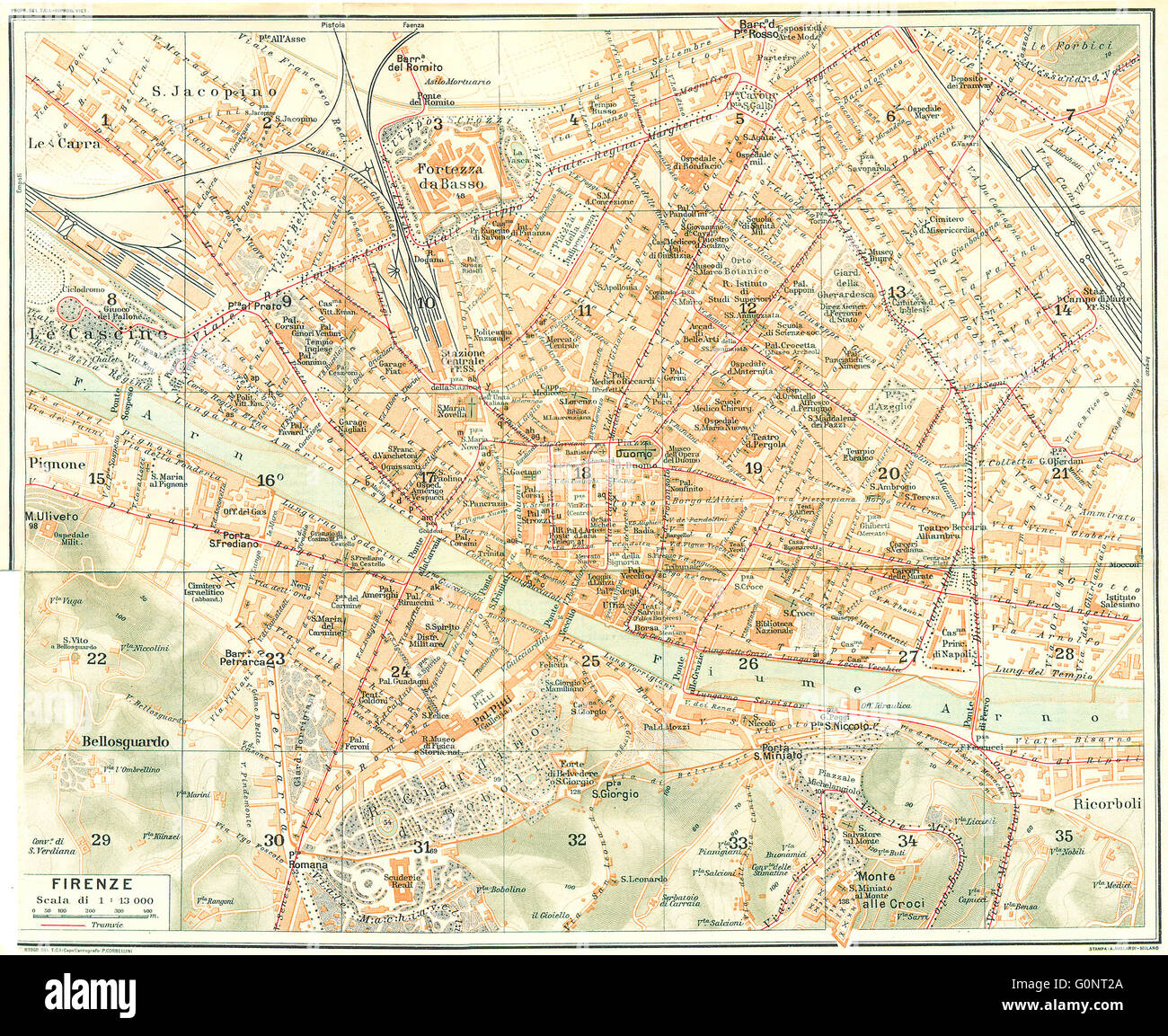 Italie Florence Firenze Carte De 1926 Photo Stock Alamy
