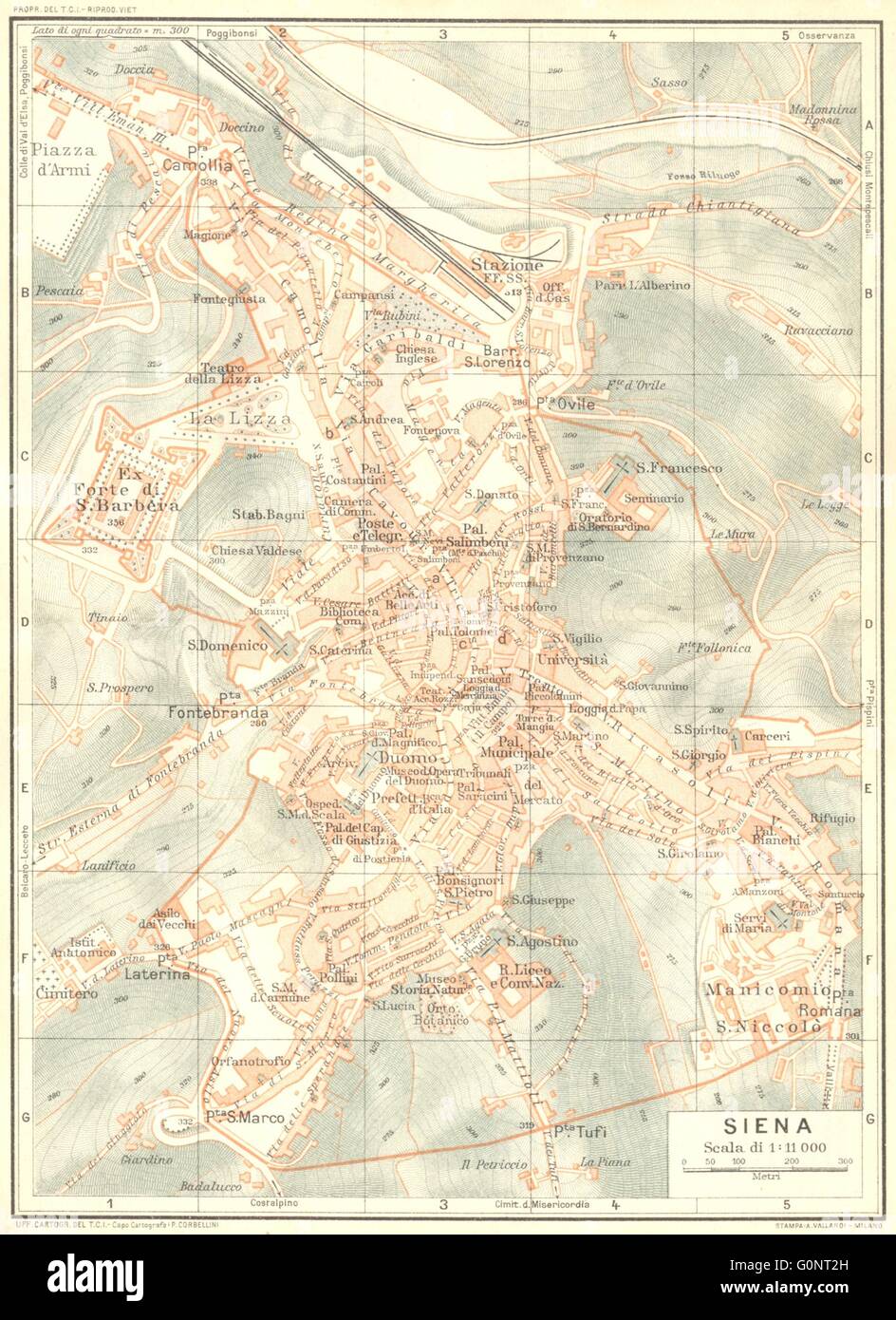 Italie : Sienne, 1926 carte vintage Banque D'Images