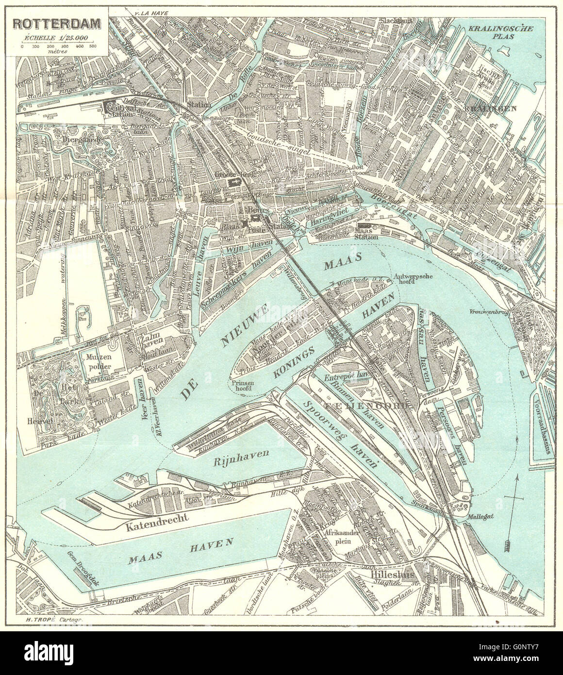 Pays-bas : Rotterdam, 1909 carte antique Banque D'Images
