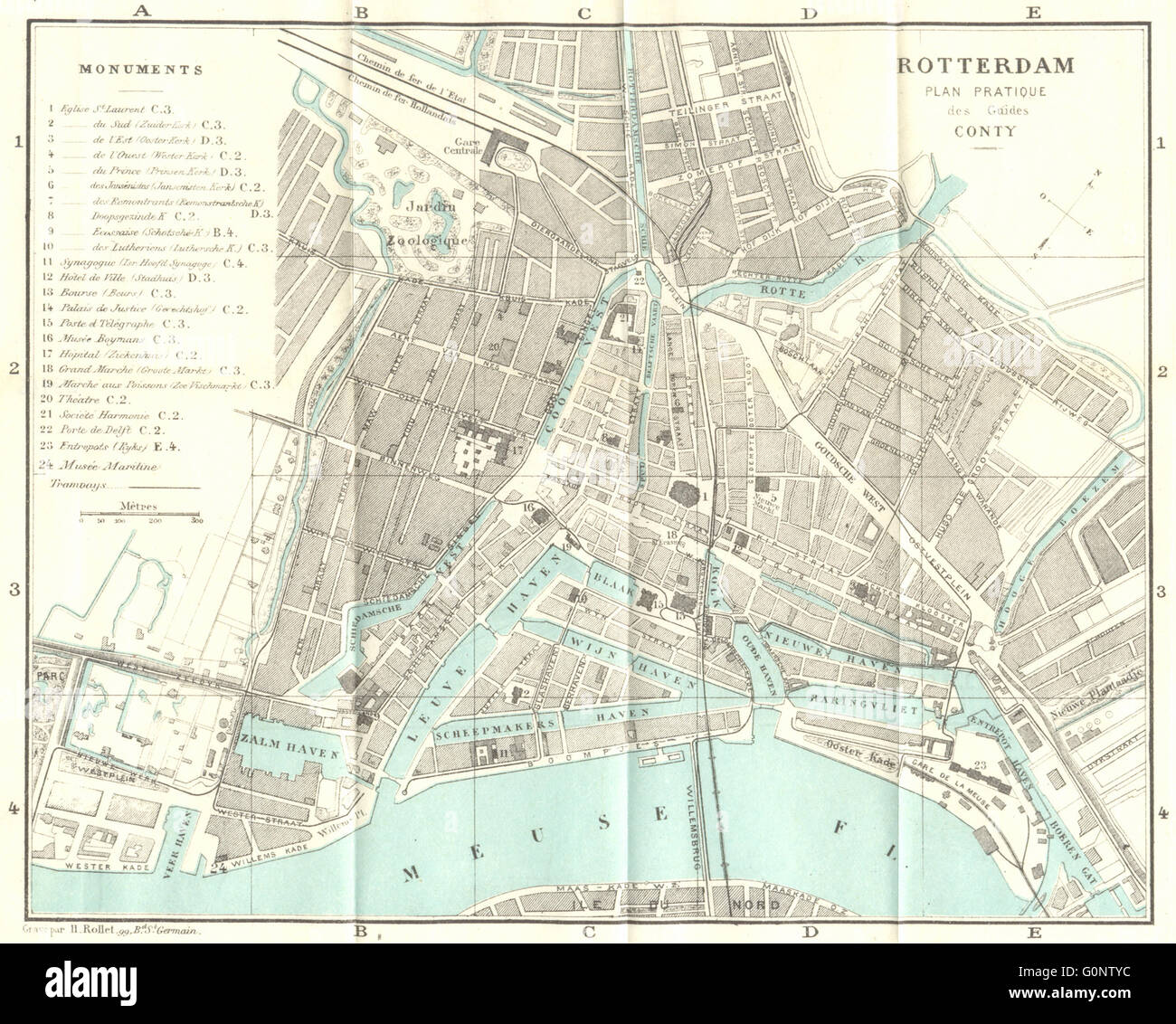 Pays-bas : la carte de Rotterdam, 1909 Banque D'Images