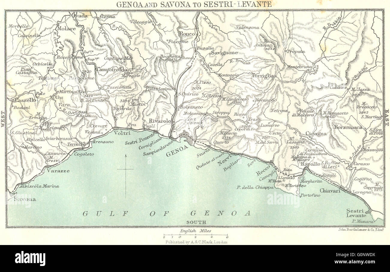 Italie : Gênes et Savone à Sestri-Levante, 1913 carte antique Photo Stock -  Alamy