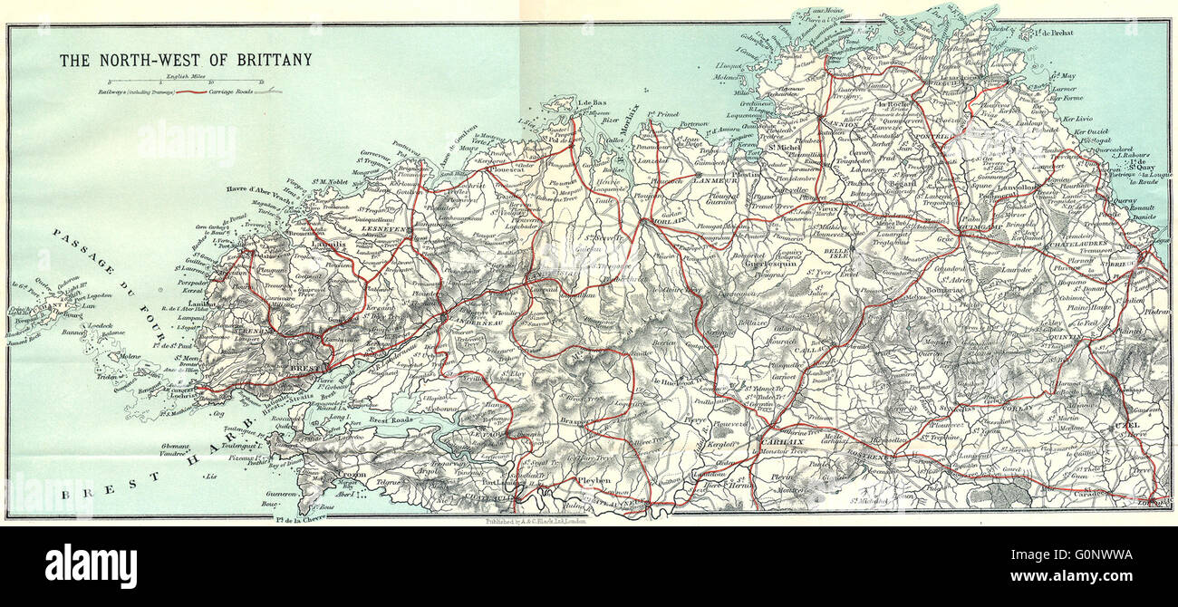 France Brest Au Nord Ouest De La Bretagne 1923 Carte Vintage Photo Stock Alamy
