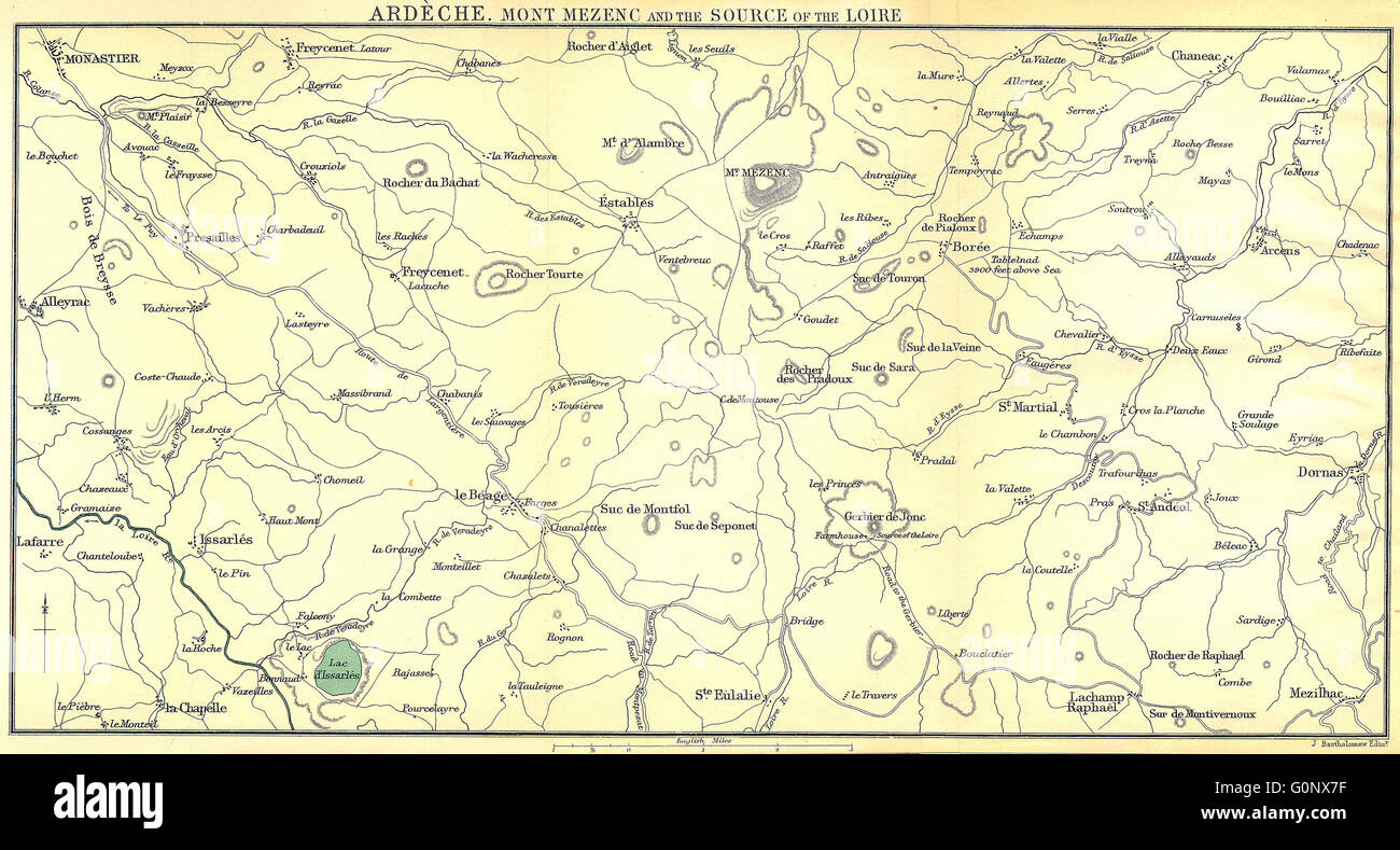 Ardeche Ardeche Mont Mezenc Et Source De La Loire 1899 Carte Antique Photo Stock Alamy