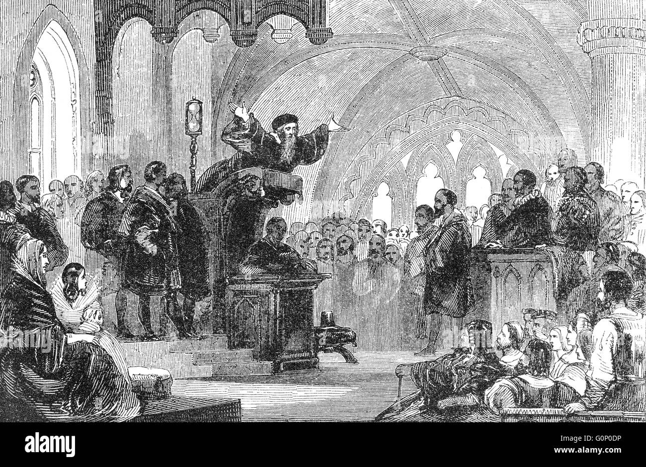 John Knox, c. 1514-1572, chef écossais de la Réforme protestante, prêchant à St Andrews, Scotland Banque D'Images
