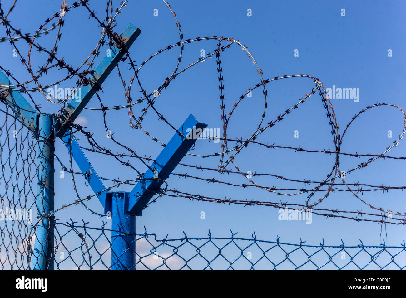 Un fil de rasoir, une barrière de sécurité Banque D'Images