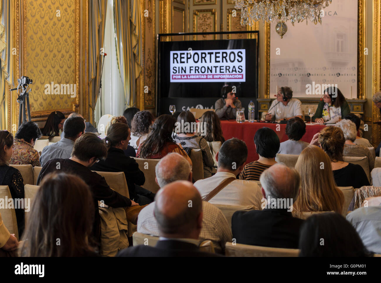 Madrid, Espagne, 3e mai 2016. Casamérica. Dans une conférence publique dans la journée mondiale de la liberté de la presse organisé par Reporters sans frontières. Credit : Enrique Davó/Alamy Live News Banque D'Images