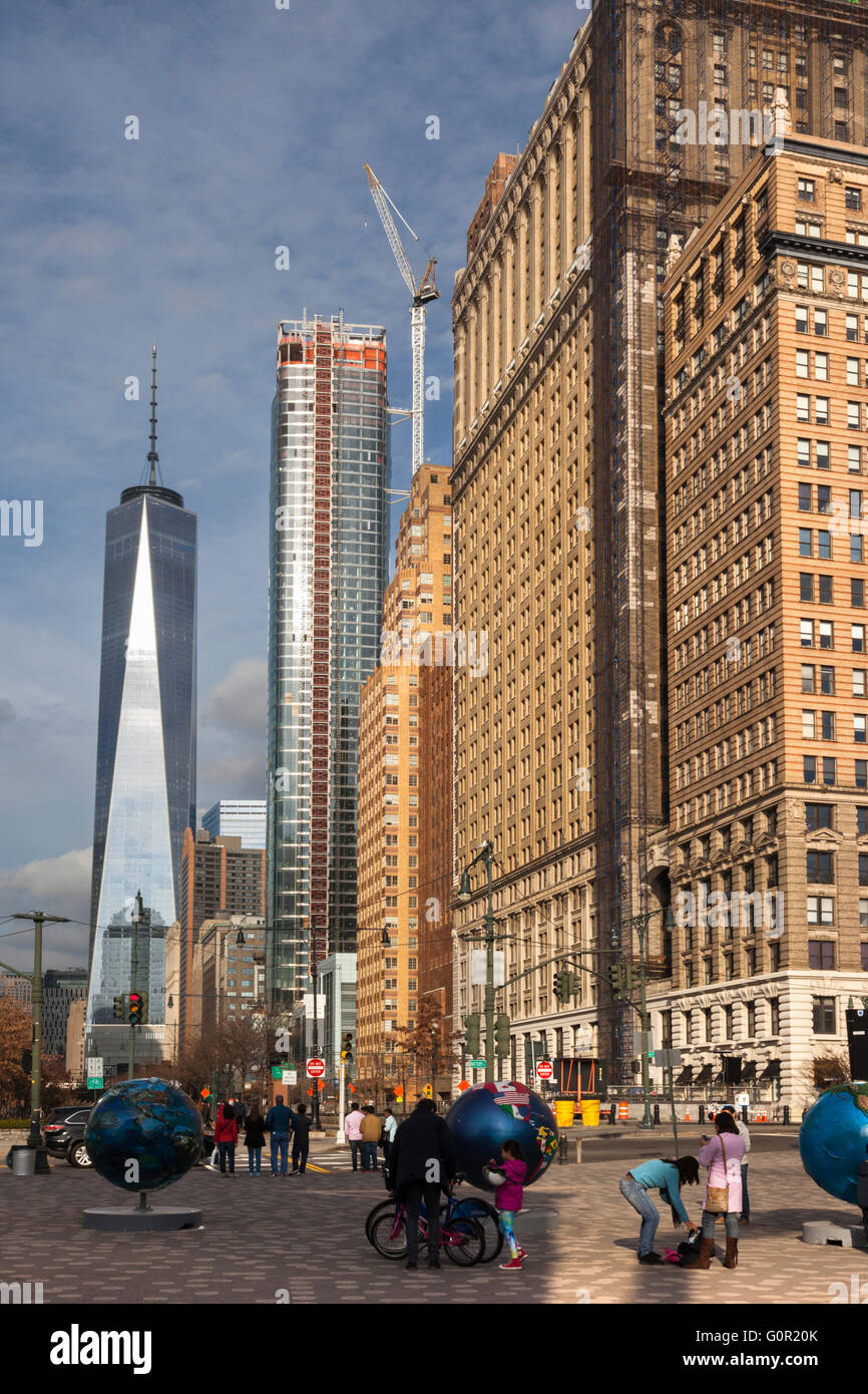 World Trade Center et 50 West Street, New York City, États-Unis, États-Unis d'Amérique Banque D'Images