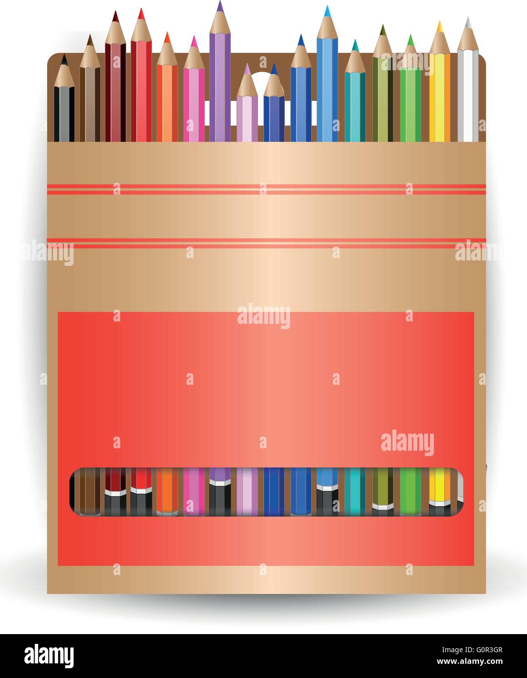 Les crayons d'emballage. Un ensemble de crayons de couleur Illustration de Vecteur