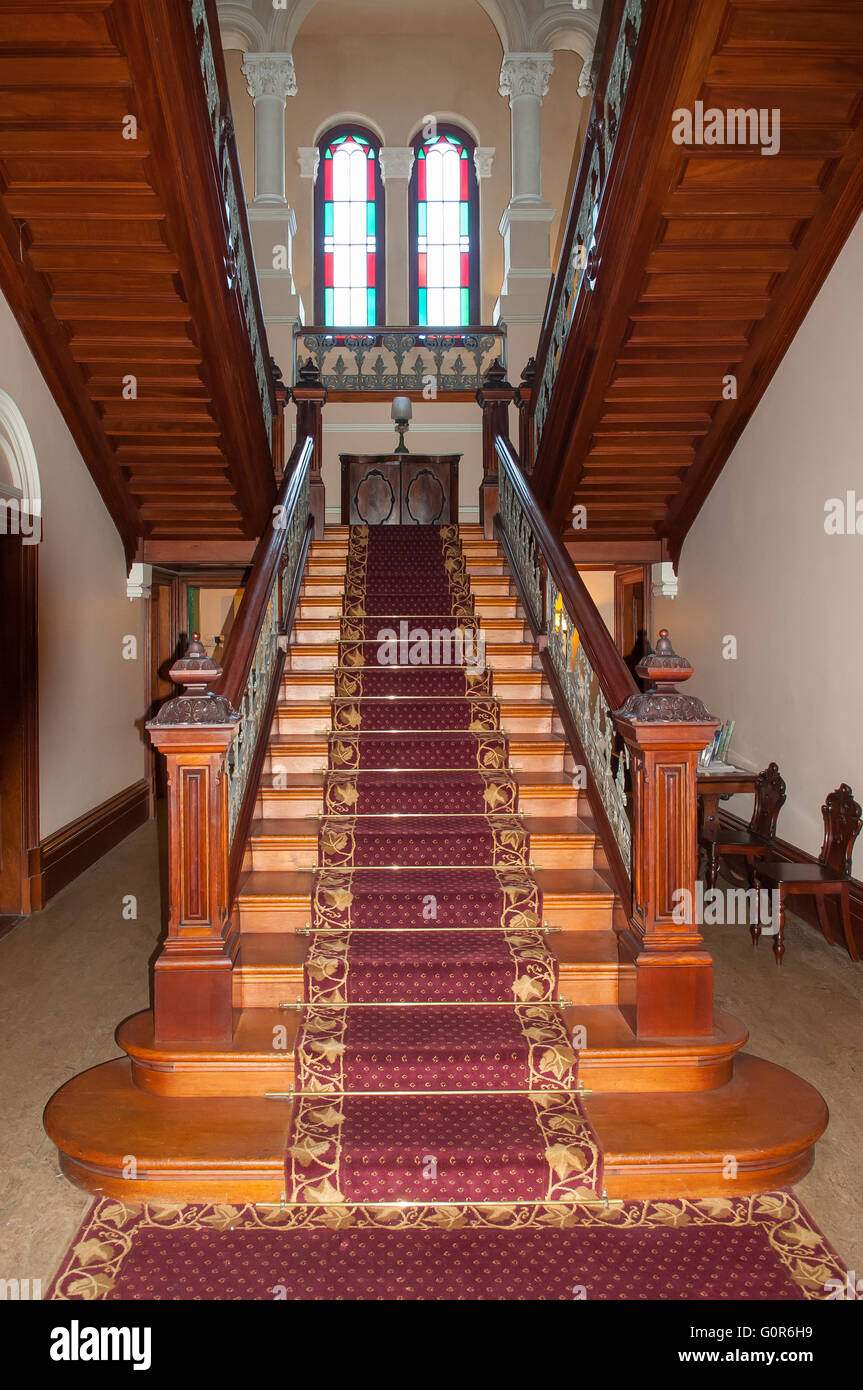 Grand escalier à Barwon Park Mansion, Winchelsea, Victoria, Australie Banque D'Images