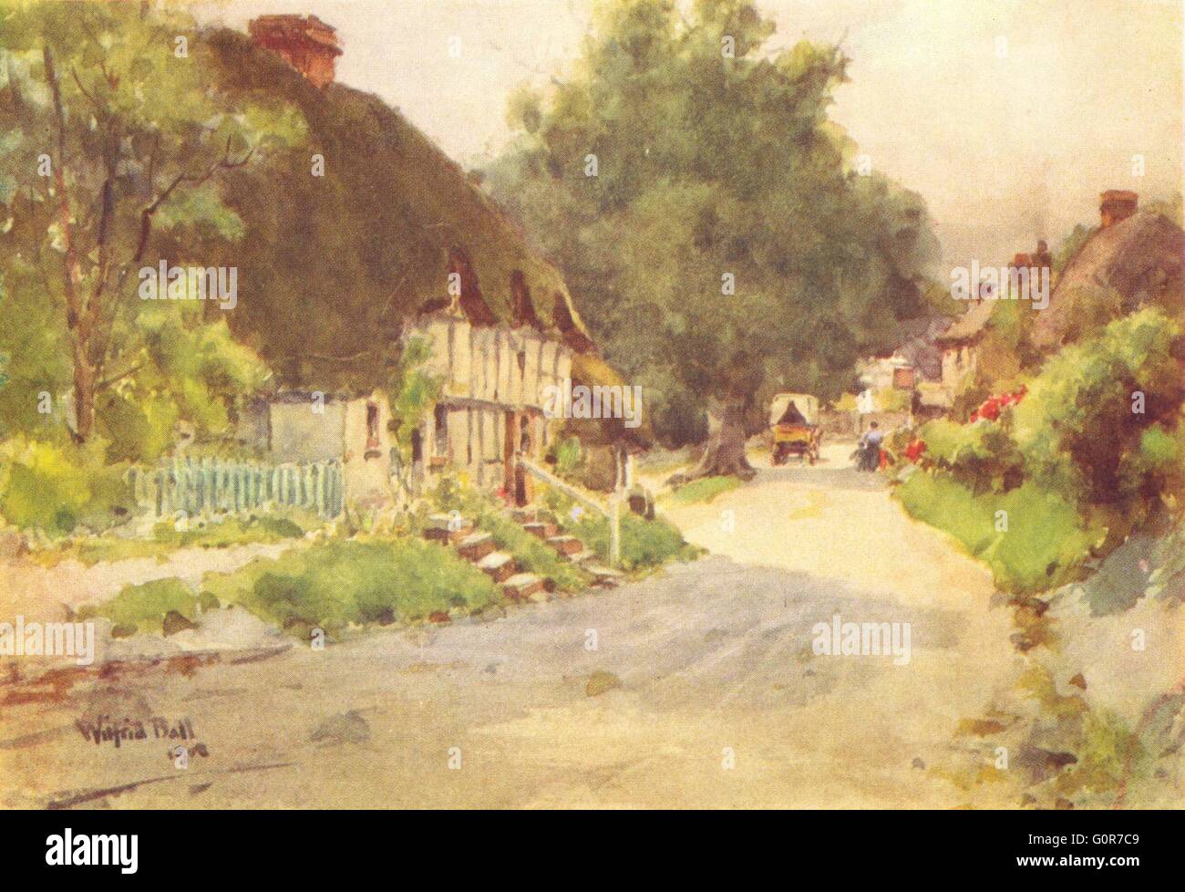 WHERWELL : belle vue sur le village. HAMPSHIRE, antique print 1909 Banque D'Images