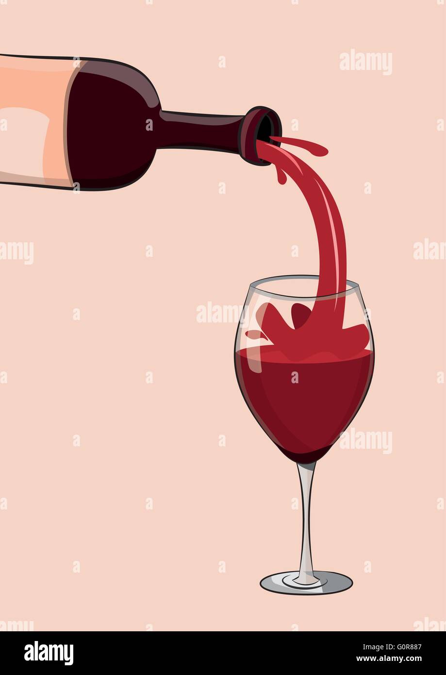 Vector illustration de bouteille de vin rouge verser au verre. eps 10 Illustration de Vecteur