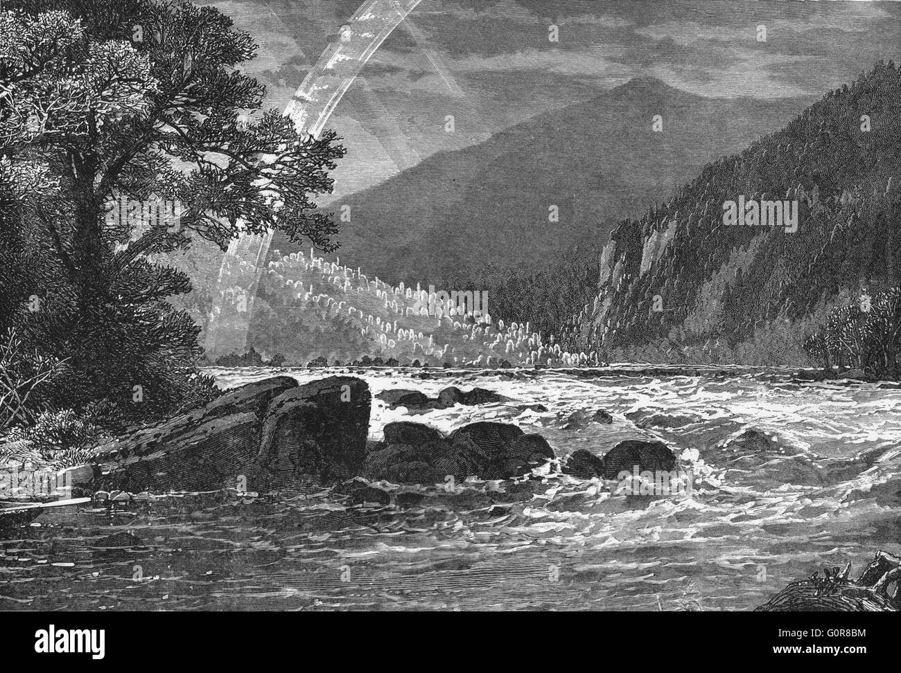 VIRGINIA : balcon falls, James River, antique print c1880 Banque D'Images
