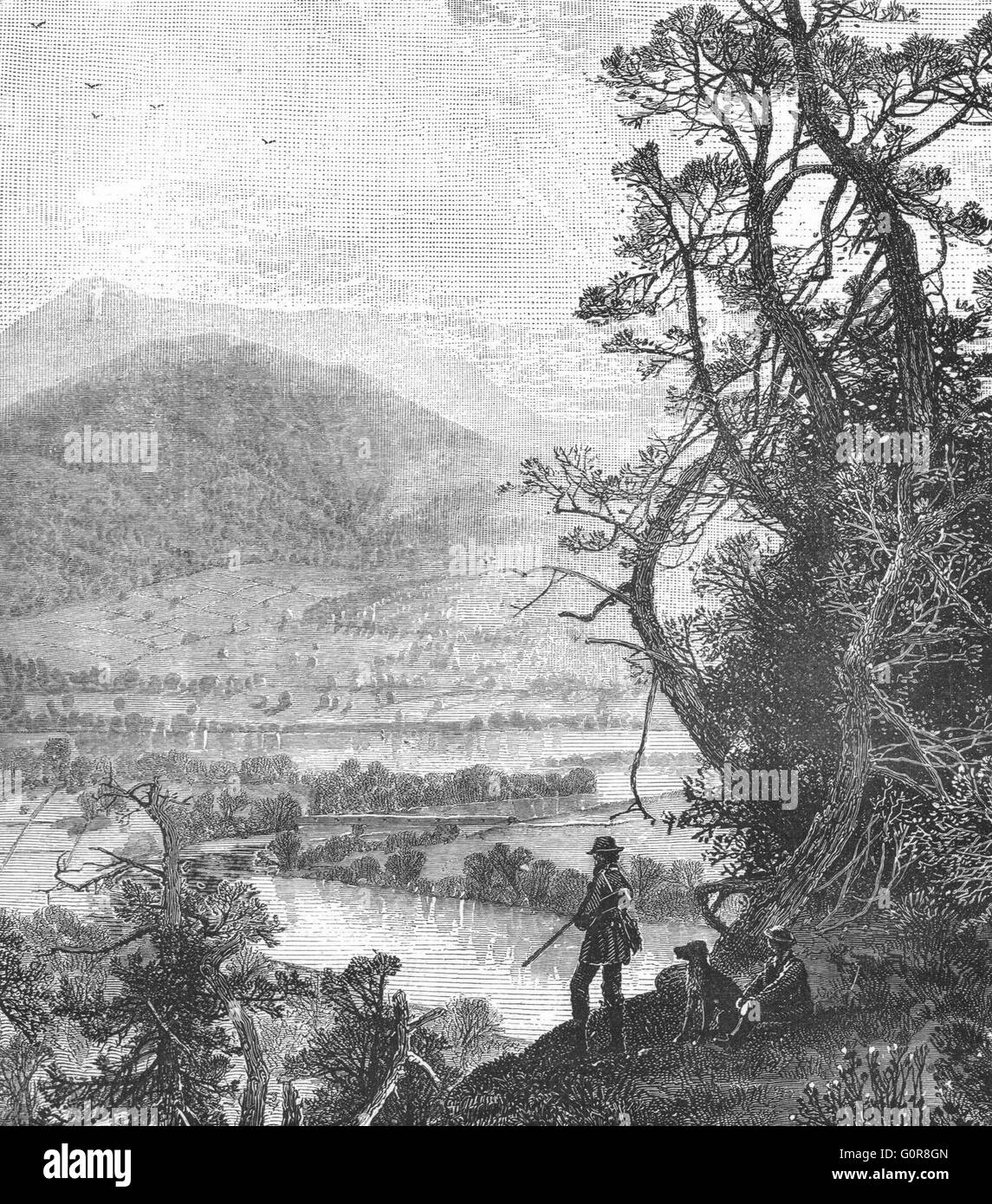 Angleterre : Nouveau : Connecticut river, Massachusetts, antique print c1880 Banque D'Images