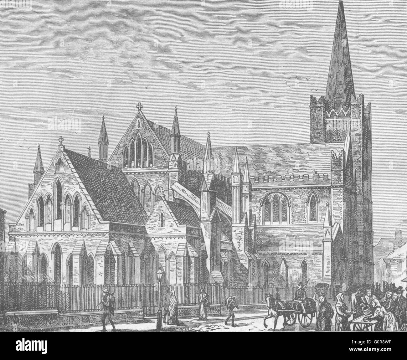 Irlande : Dublin City : la cathédrale St Patrick, antique print 1898 Banque D'Images
