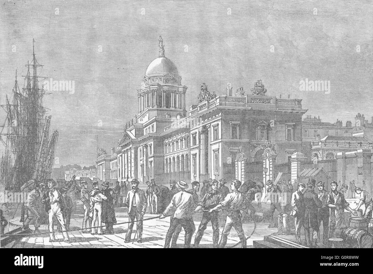 Irlande : Dublin City : Custom House, antique print 1898 Banque D'Images